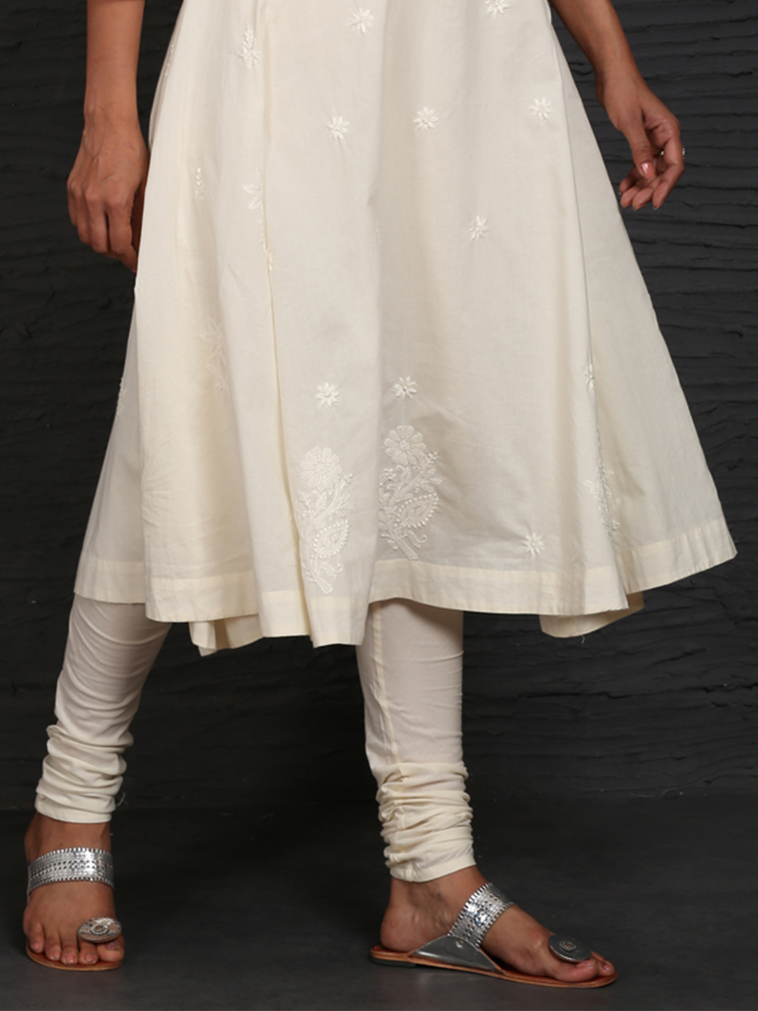 Off White Churidar Pyjama Ethnic and Beyond