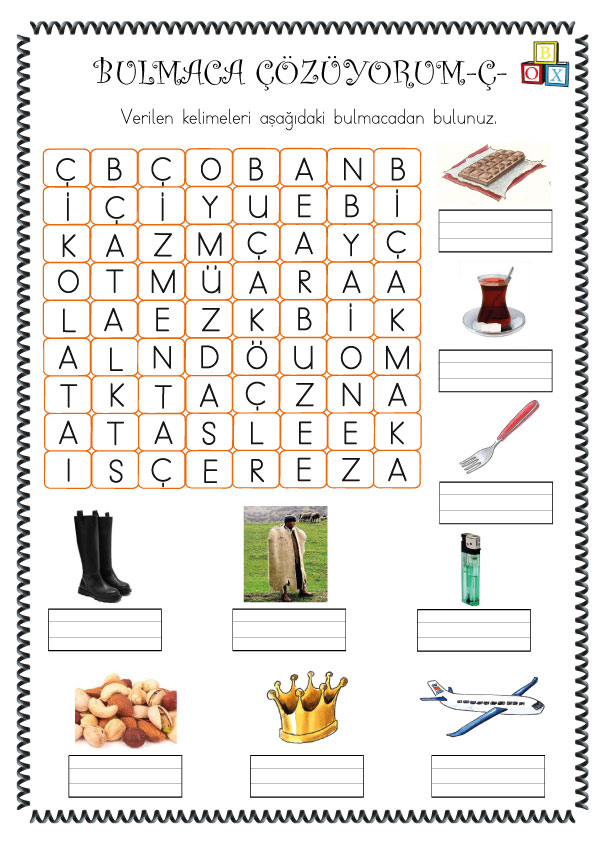 Bulmaca Çözüyorum Ç Okuma Yazma ETKİNLİKBOX