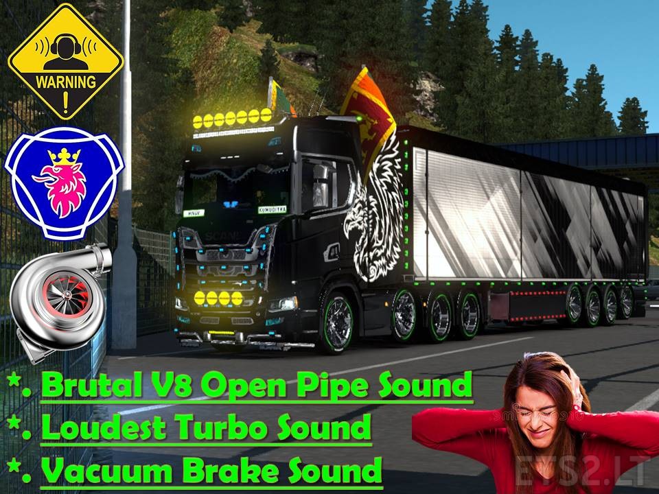 V8 Open pipe Brutal Sound Mod ETS2 mods
