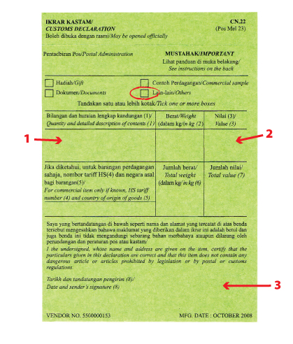 A customs declaration lists all the items contained within a shipment when that shipment crosses international borders. Custom Form Etsy Malaysia Local Team Blog