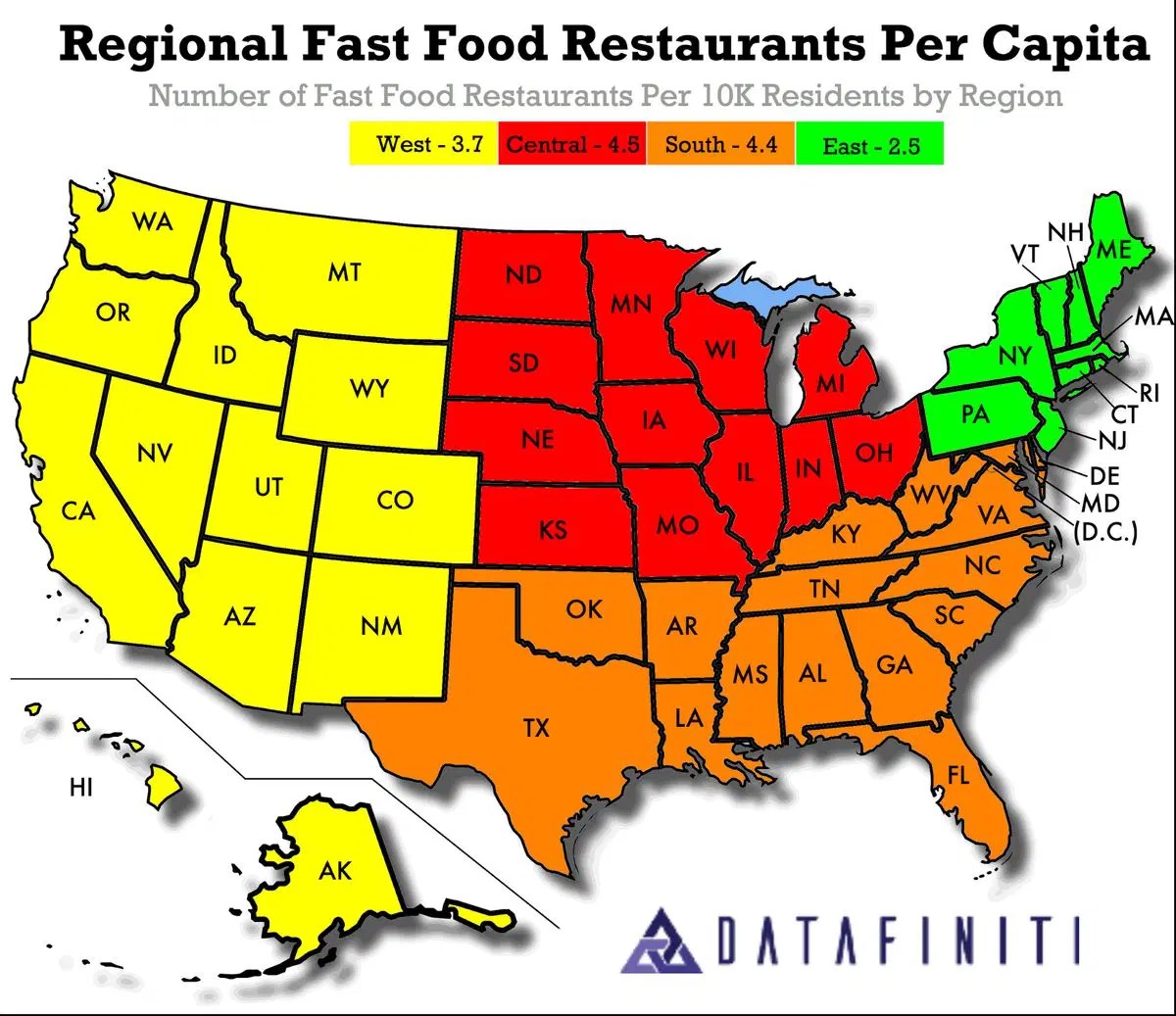 Ranking the Places with the Most (and Least) Fast Food in America