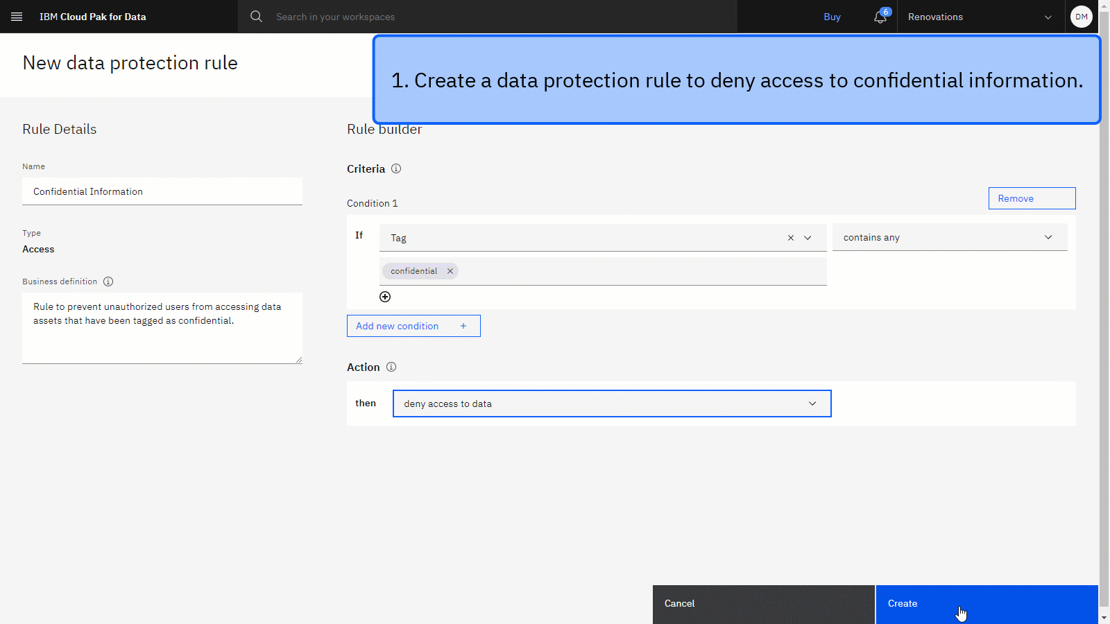 Data governance tutorial Protect your data IBM Cloud Pak for Data as(01)