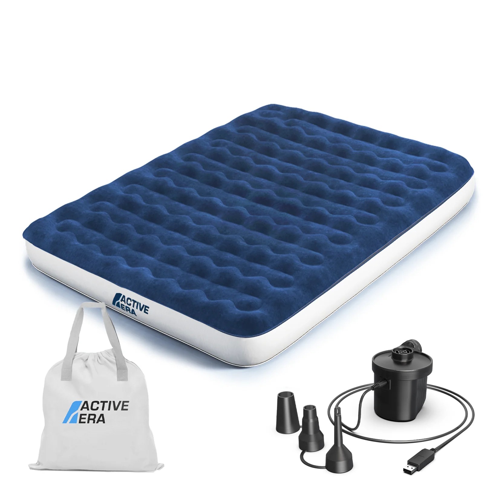 King Size Camping Air Bed Navy/White Free Delivery Active Era