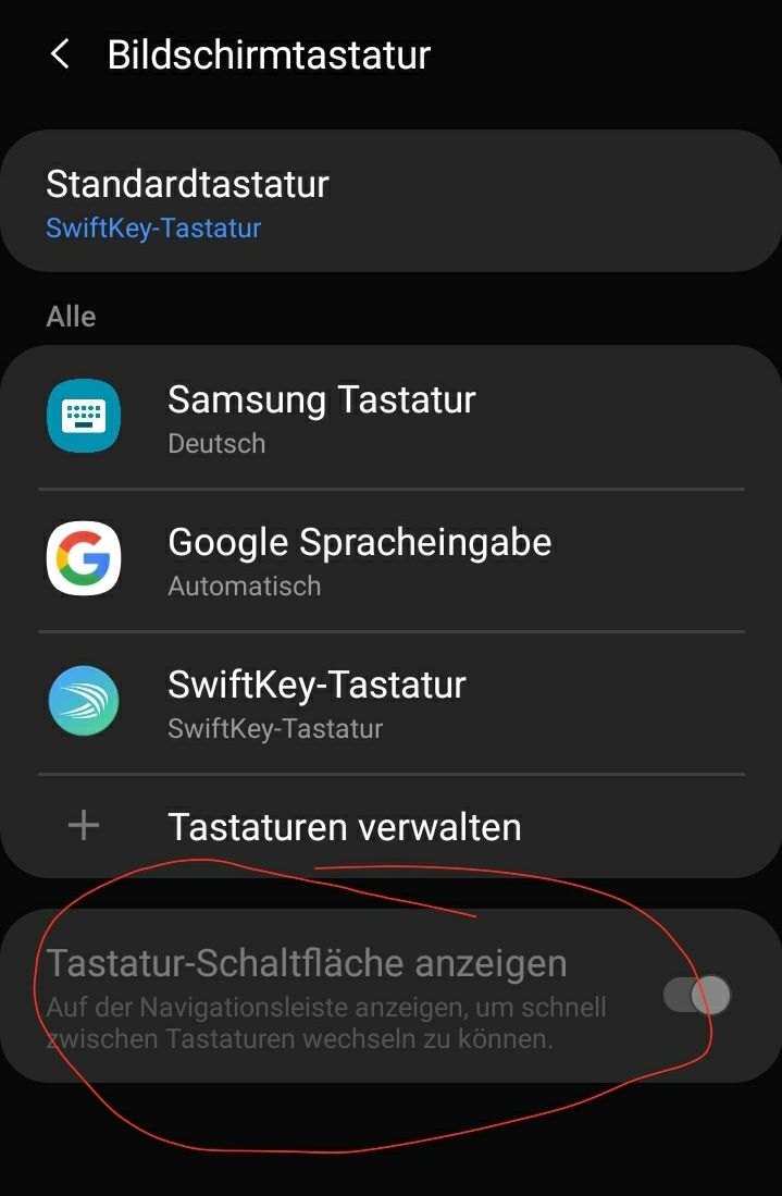 Gelöst Balken unter der Tastatur Samsung Community