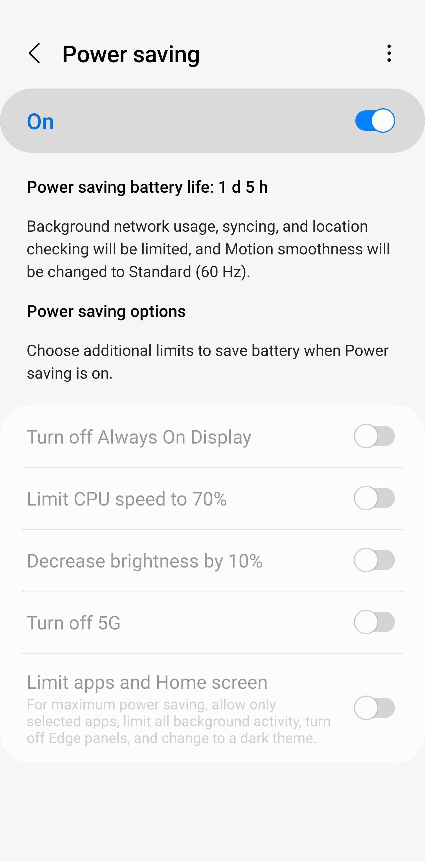 Solved Power saving mode Samsung Community