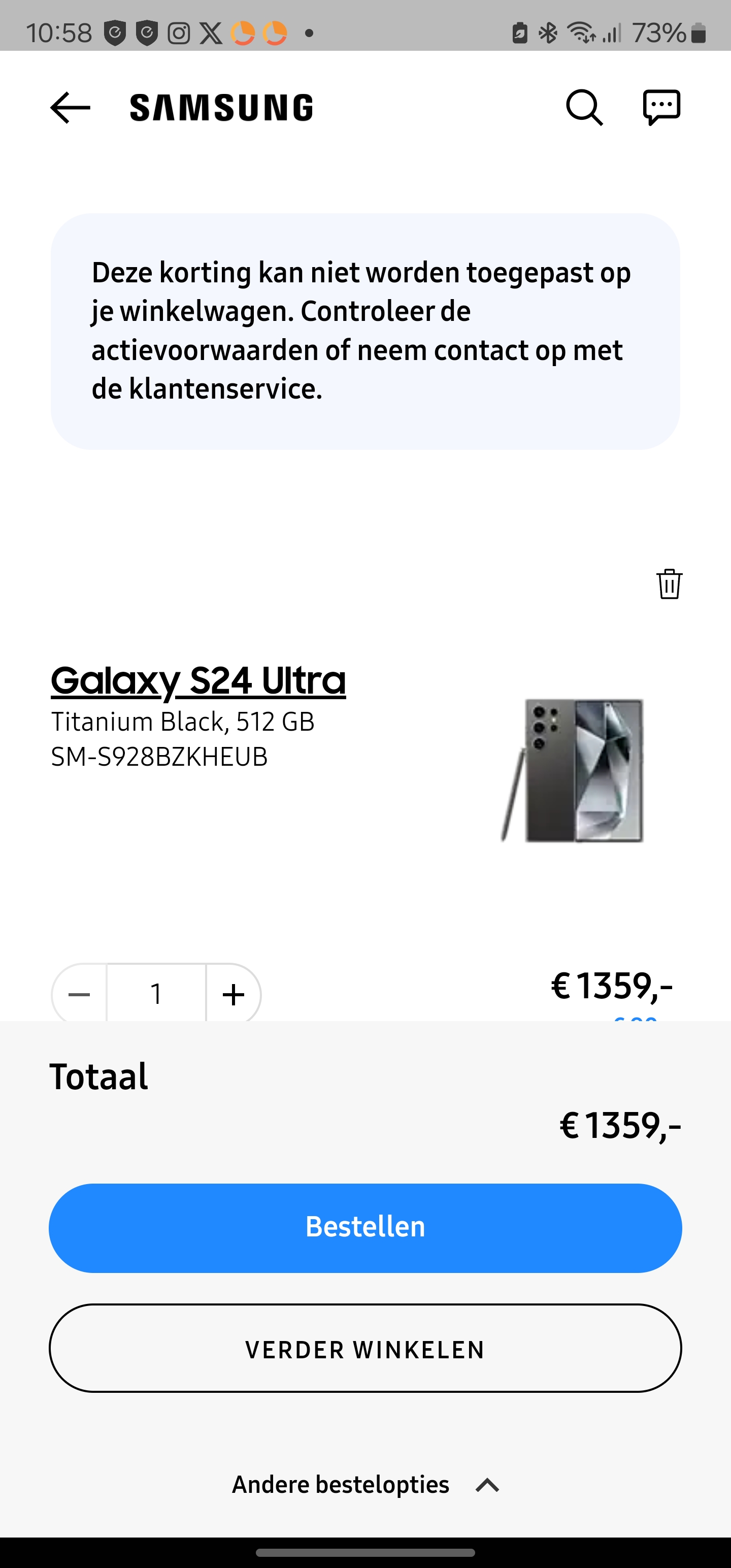 Early bird Code werkt niet