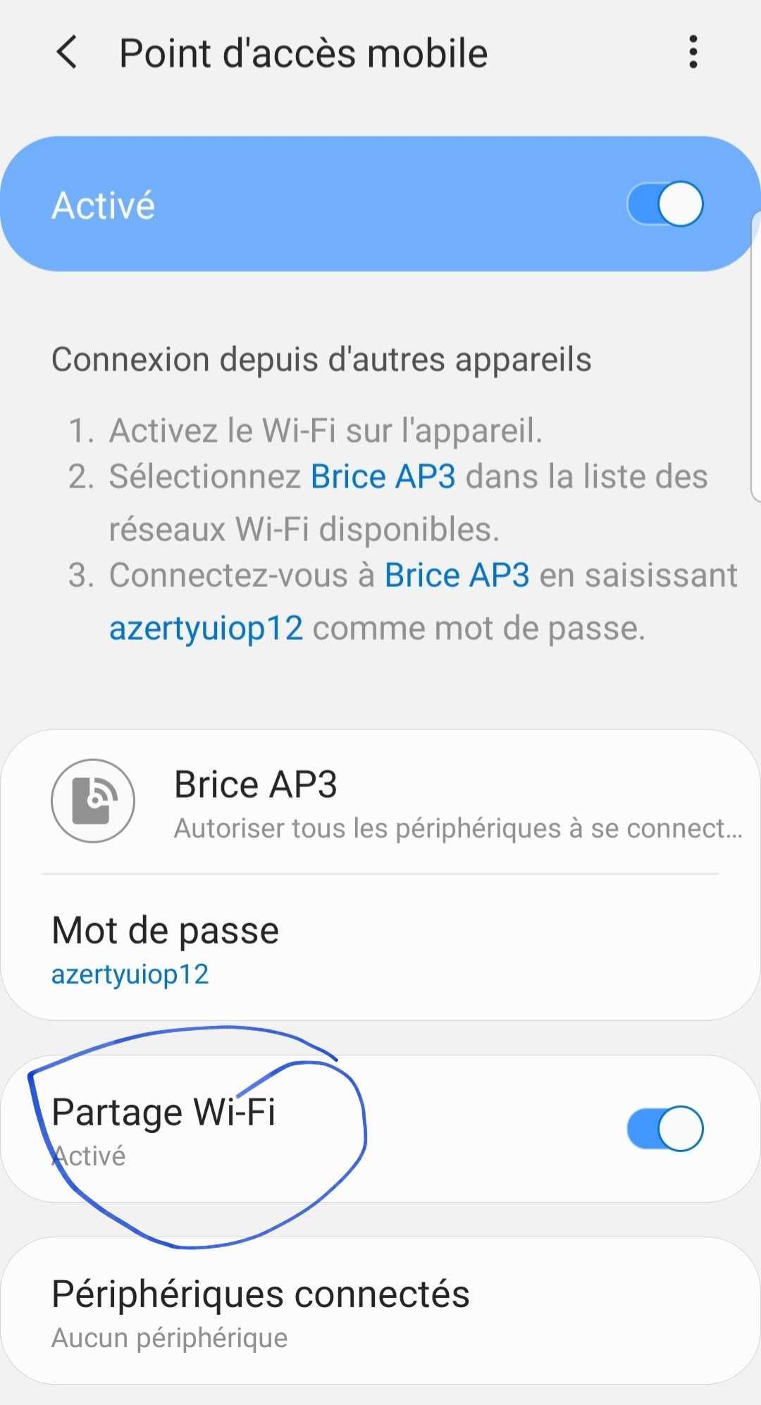 Point d'accès mobile pour partager WIFI Samsung Community