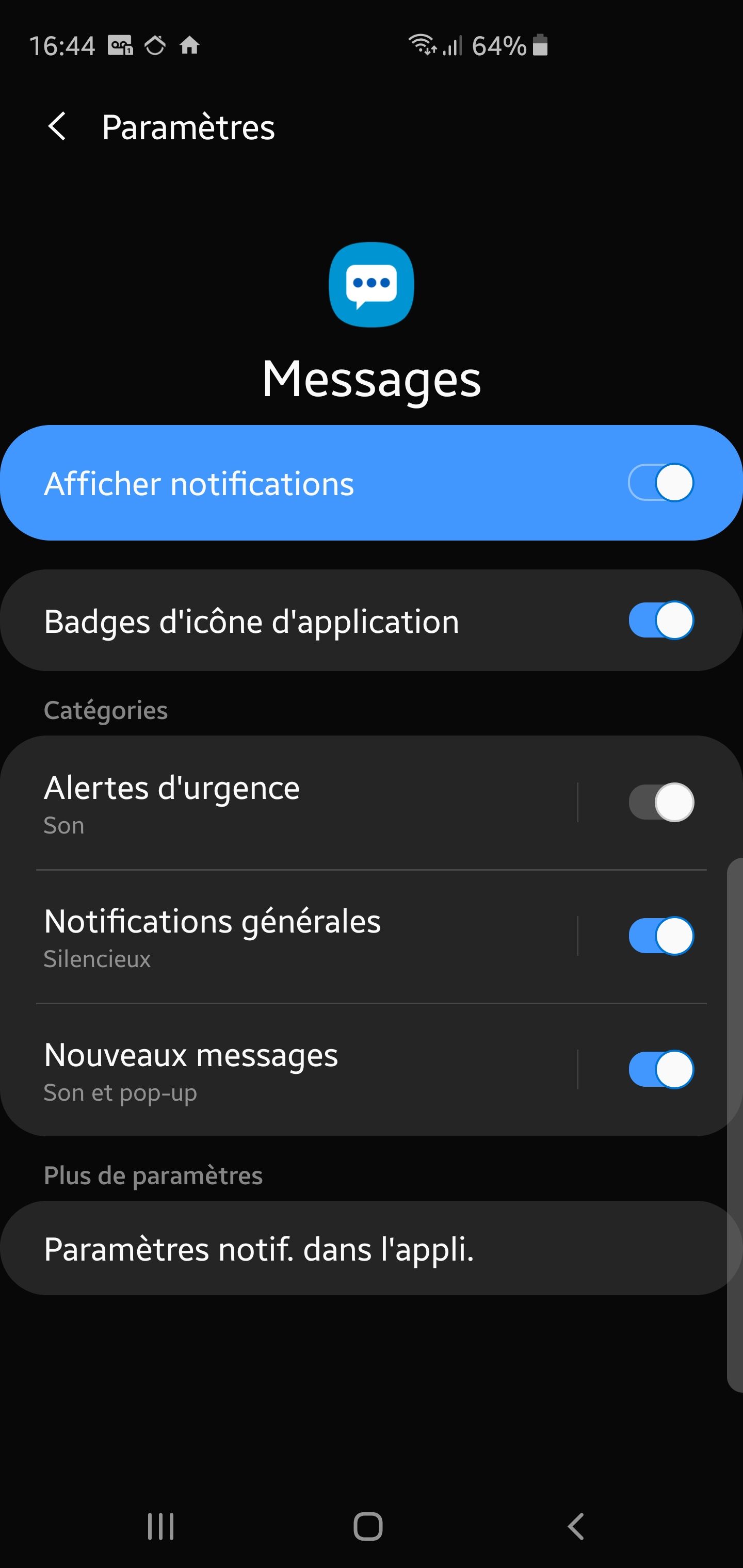 Problème notification (son et badge et vibration) sms Samsung Community