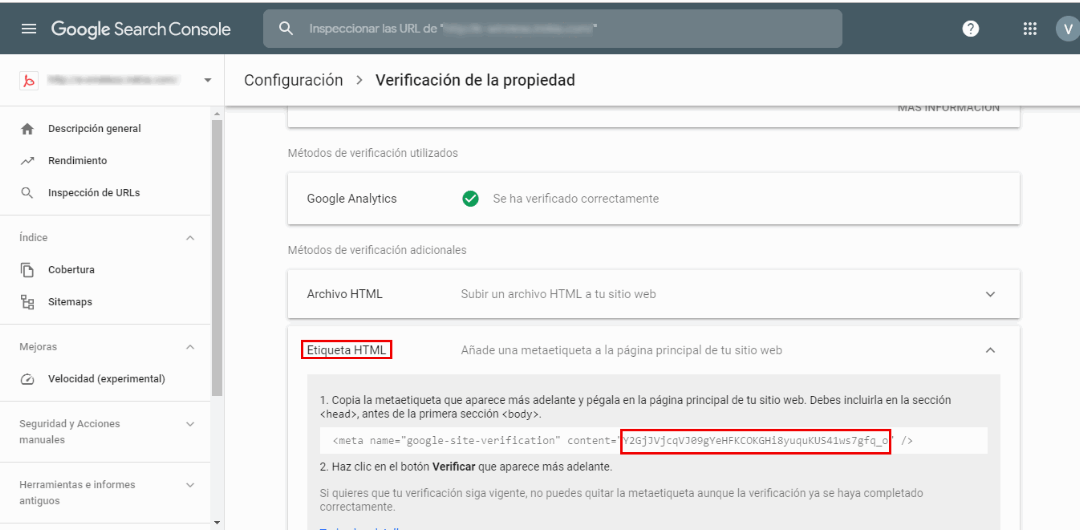 Verificación de un sitio en Google, Bing y Alexa Encuentra la