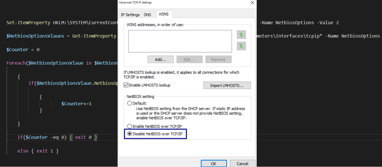 How to disable NetBIOS over TCP/IP using Intune, SCCM and Group Policy