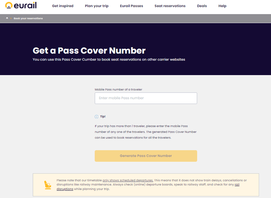 I need a Pass Cover Number (PCN) for my booking Eurail Knowledge Base