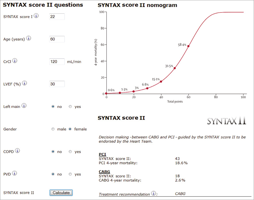 Tools and Techniques Clinical SYNTAX score II calculator