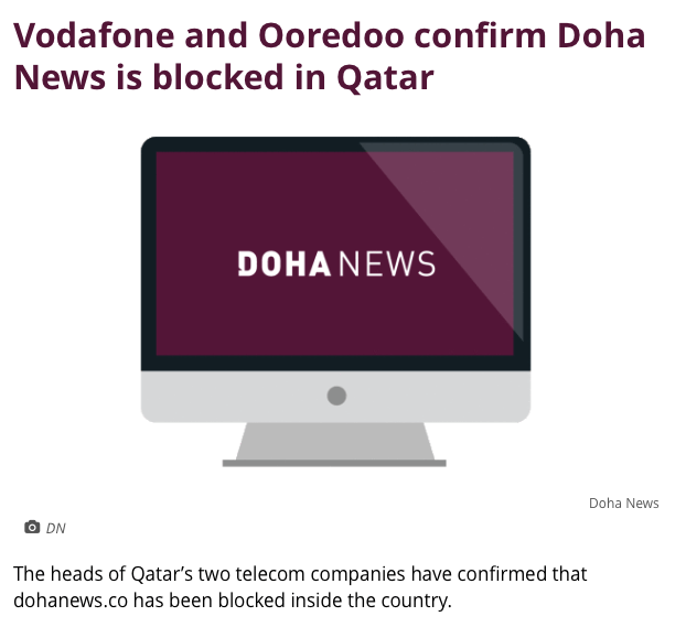 Qatar Independent News site Blocked