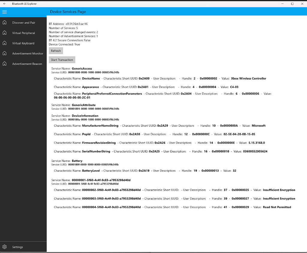 ArduinoBLE trying to connect to XBox One controller and other BLE