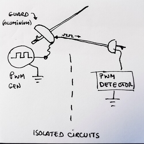 Wireless fencing scoring system detecting a PWM signal without common