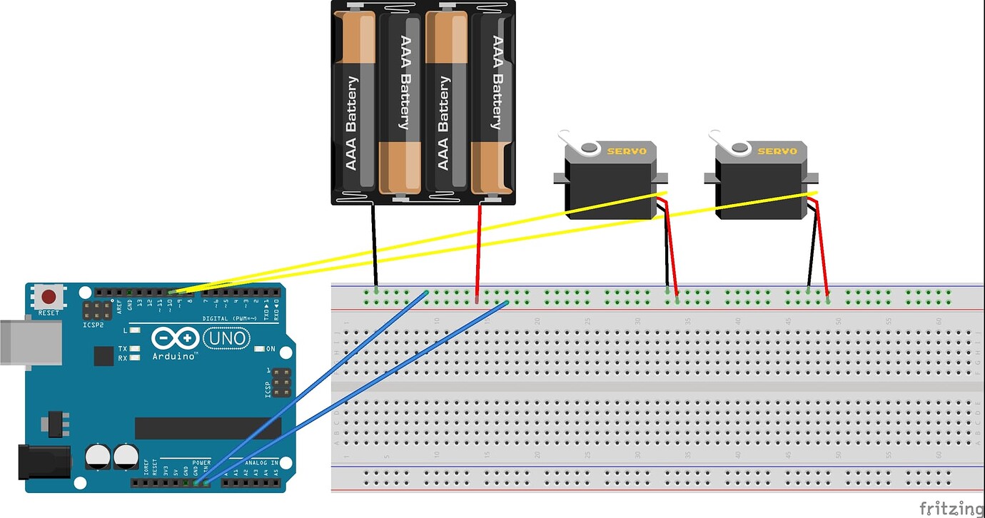 Arduino and servo external power supply not working - Robotics