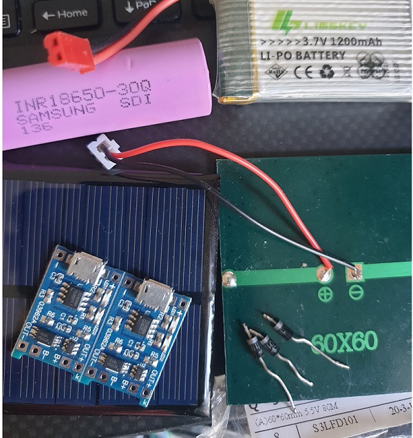 Solar panel 5.5v and TP4056 18650 Battery charger Project Guidance