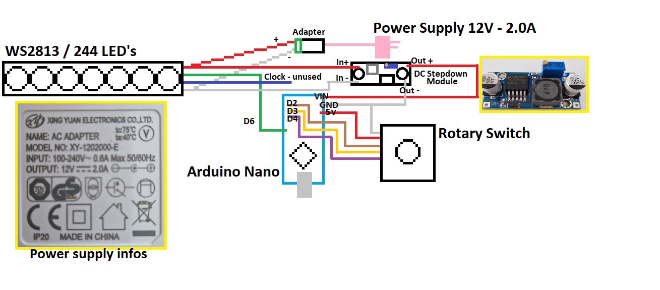 Power Arduino nano with the same power supply as the LED's with DCStepdown Classic Nano