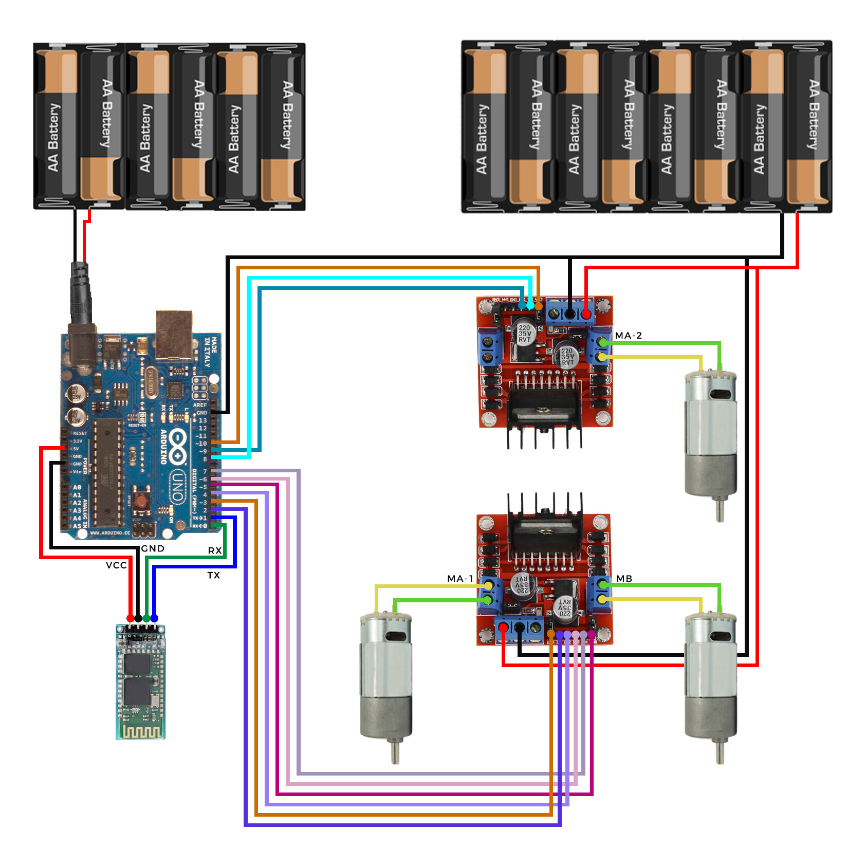 Using 2xL298N to control 3 DC Motors and Components Compatibility