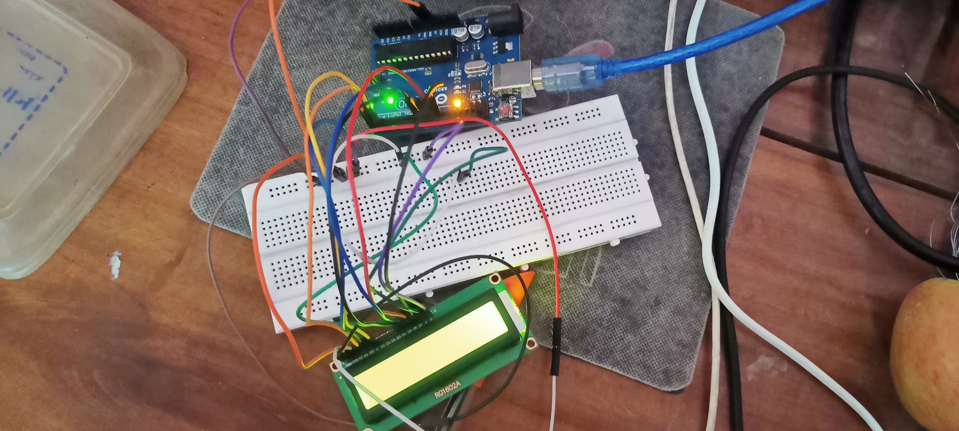 I have connected Lcd ,adruino and breadboard but the lcd display not