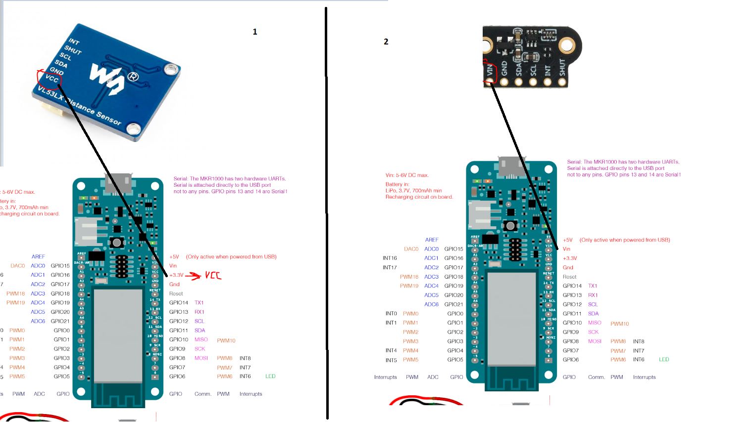 TOF sensors VCC and VIN MKRWAN1310 Arduino Forum