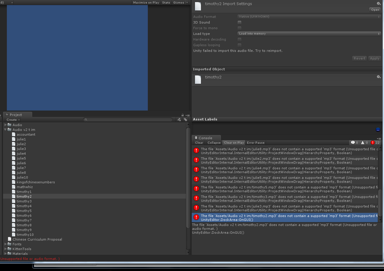 Failed to import audio file. Questions & Answers Unity Discussions