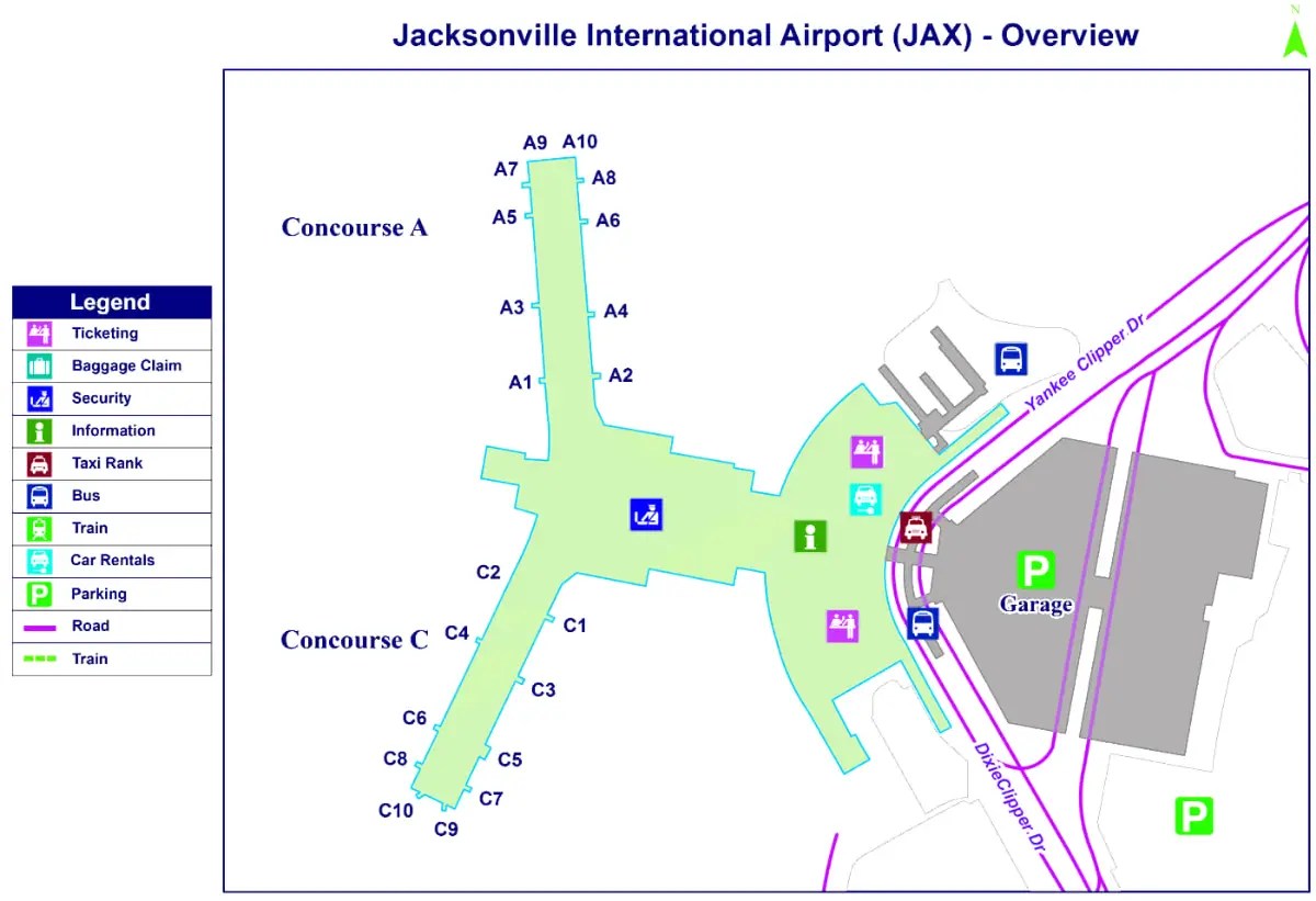 Direct (nonstop) flights from Jacksonville International Airport