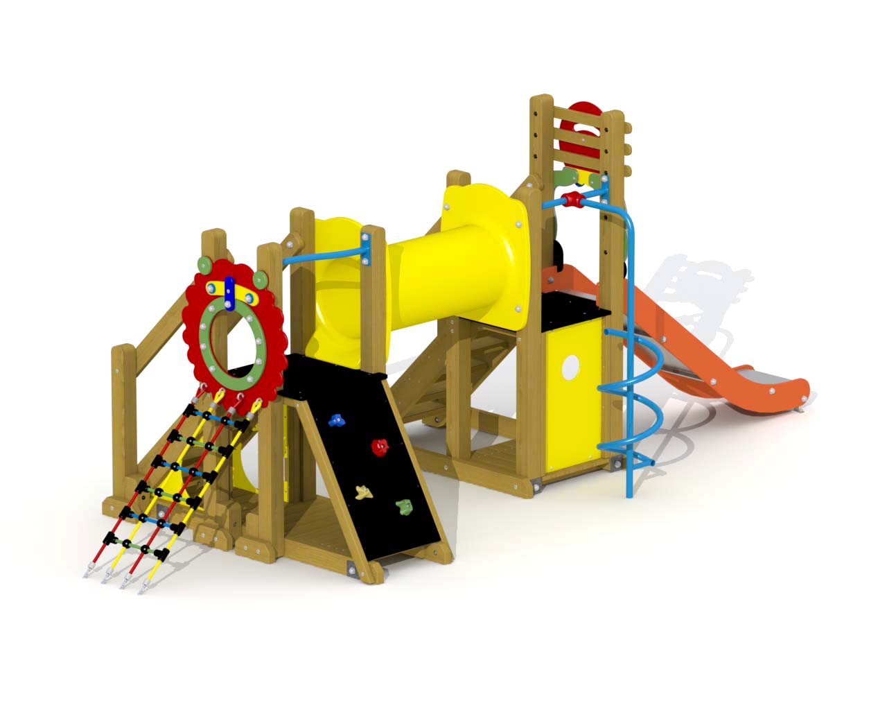 MAMMOUTH (TOBOGGAN INOX, TUNNEL À GRIMPER, MÂT EN SPIRALE