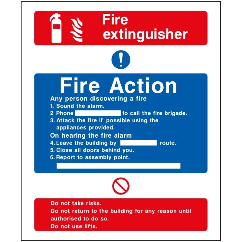 Fire Extinguisher Sign Fire Action Sign Safety Sign Shop BS 5499