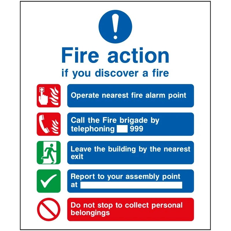 Fire Action Sign Call 999, 5* Fire Action Signs, Online Safety Sign Shop