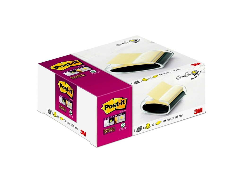 Postit® ZNotes PRO Dispenser + 1 Pad Super Sticky ZNotes, Canary