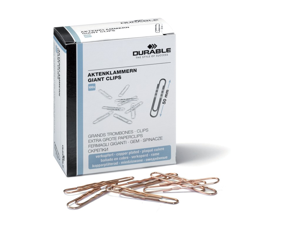 Paperclips 50mm copper 100 /box Durable EU Supplies