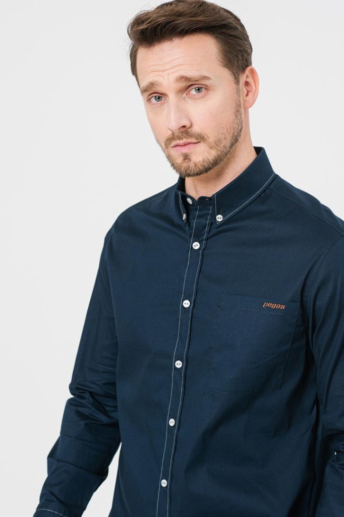 Men's Casual Shirt Dark Navy L EU Supplies