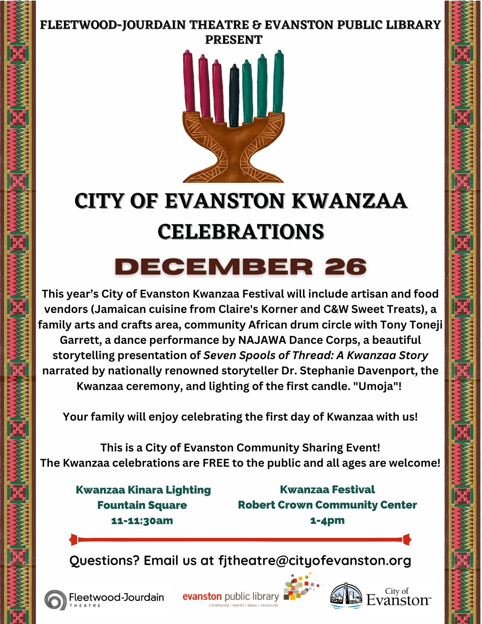 Celebrate Kwanzaa and Hanukkah at Fountain Square on Dec. 26 Evanston