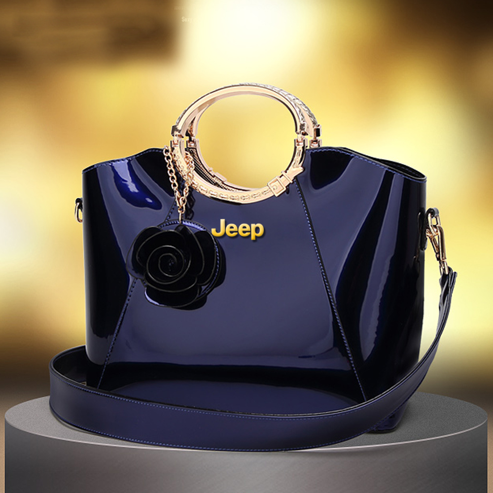 Jeep Bright Lacquered Platinum Leather Bag Eva Purses
