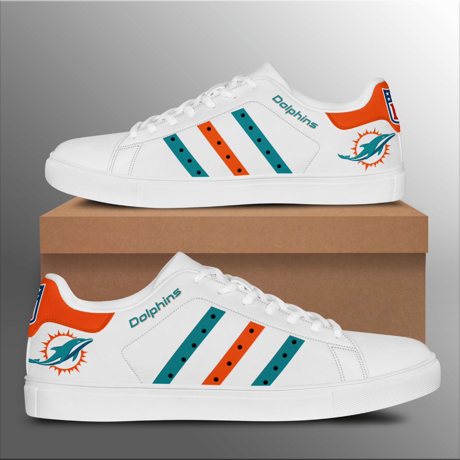Miami Dolphins Smith Low Top Sport Shoes V01 On Sale Vascara