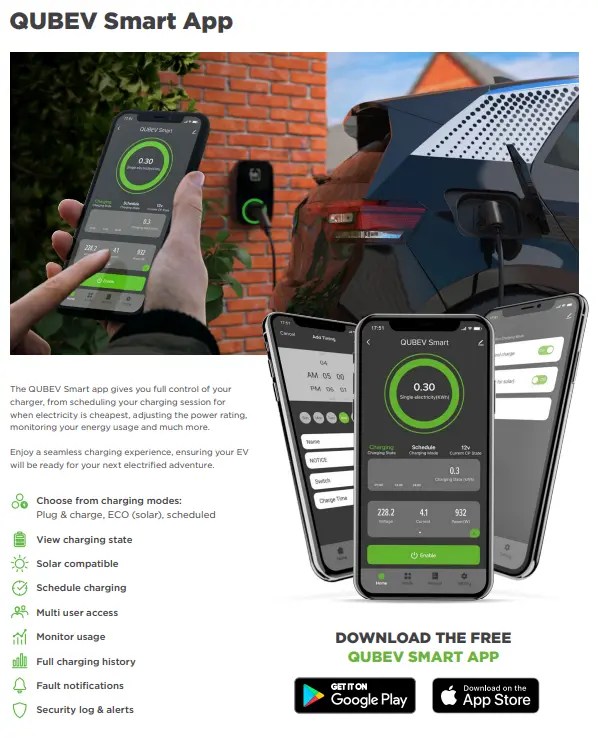 Rolec Qubev Smart 7.4 kW Ev Charger EV Electric Car Chargers in