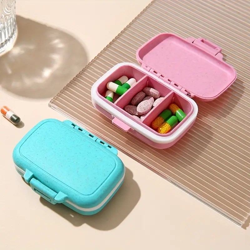 Mini Briefcase Pill Box, 3 Gird Pocket Pills Organizer, 7 Day Mini Wee
