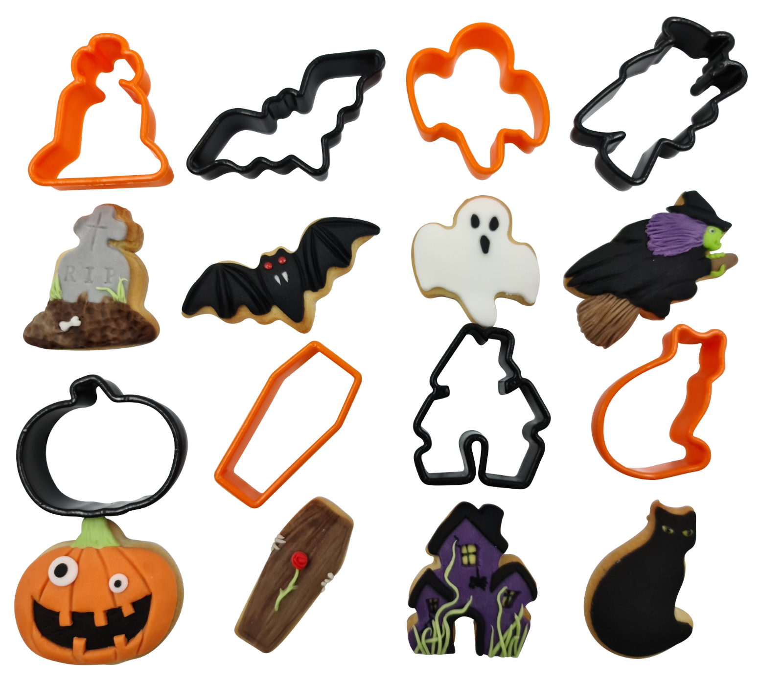 Pack Of 8 Plastic Halloween Cookie & Biscuit Cutters Evelay