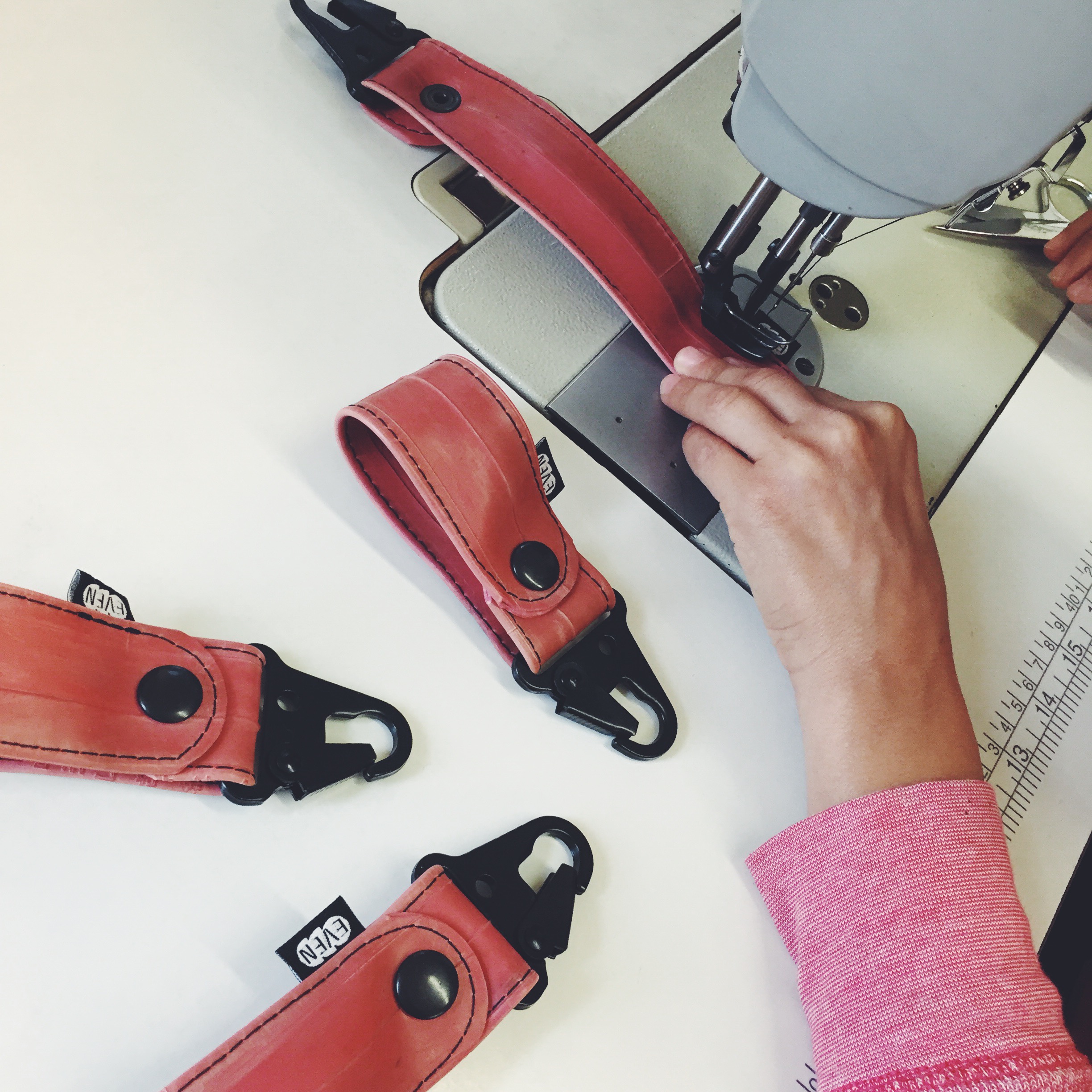 Reclaimed Red Bike Inner Tube Keychains EvenOdd