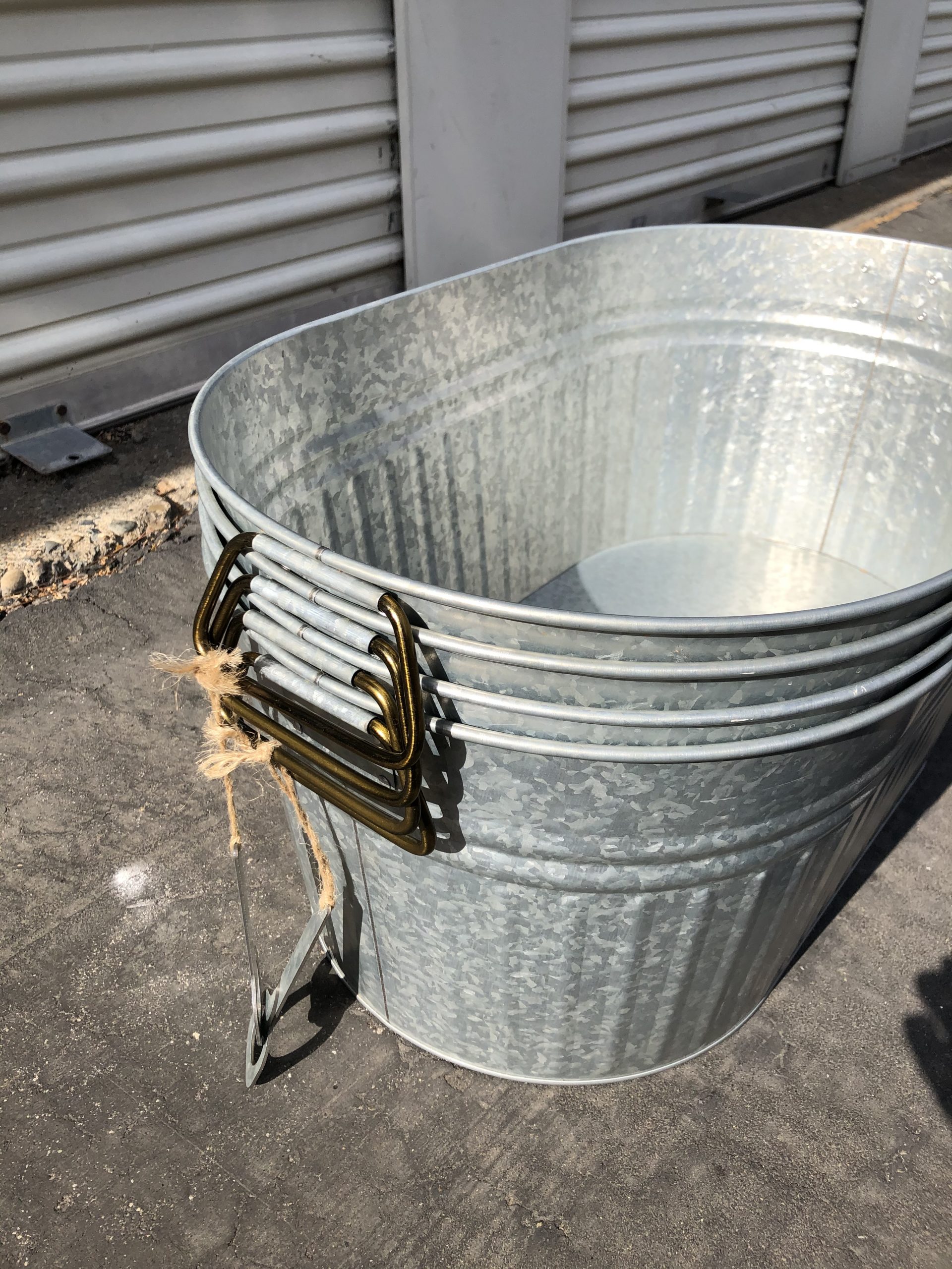 Large galvanized ice tubs with bottle openers, galvanized buckets
