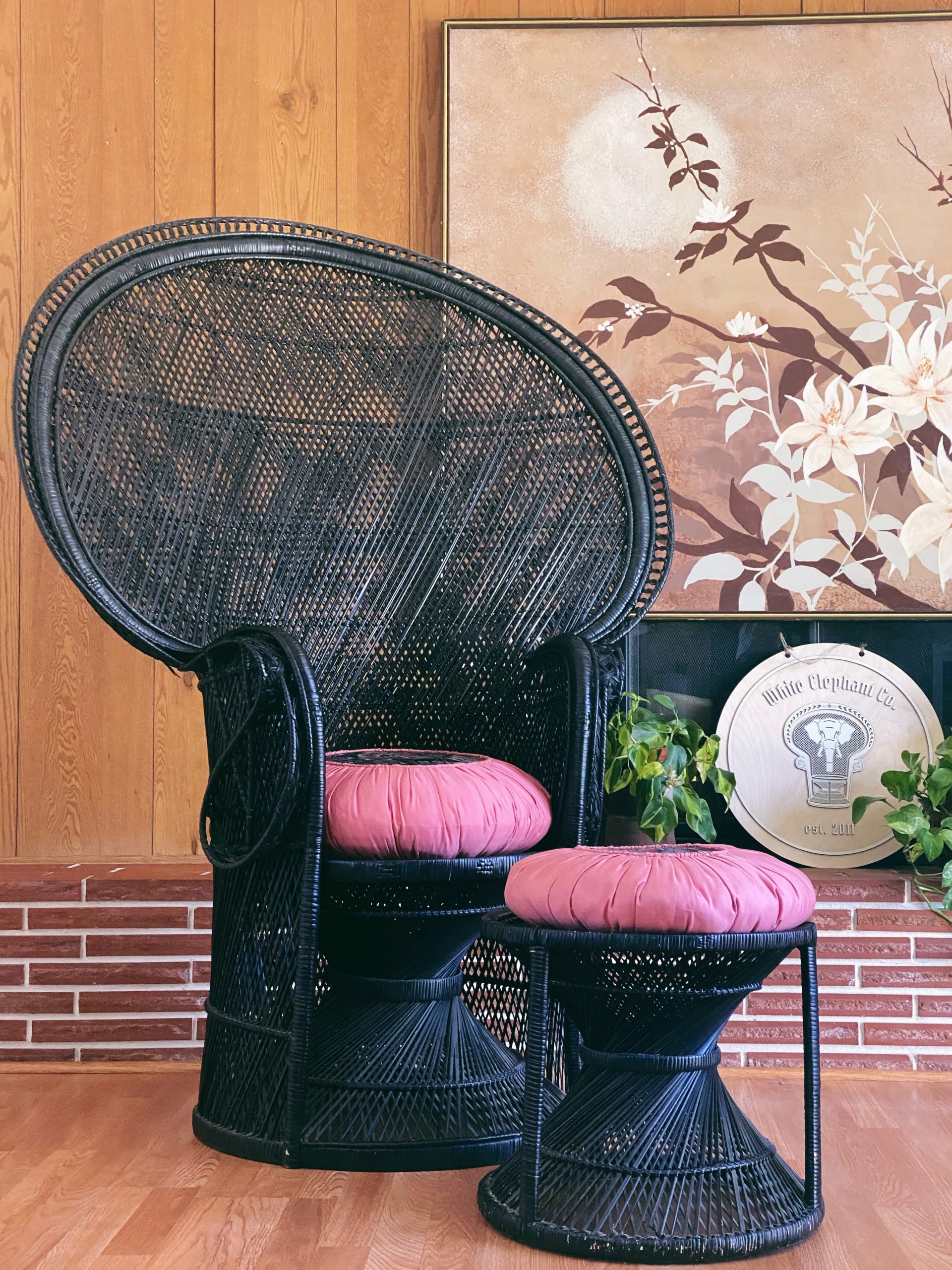 Vintage Black Peacock Chair Throne Eventlyst