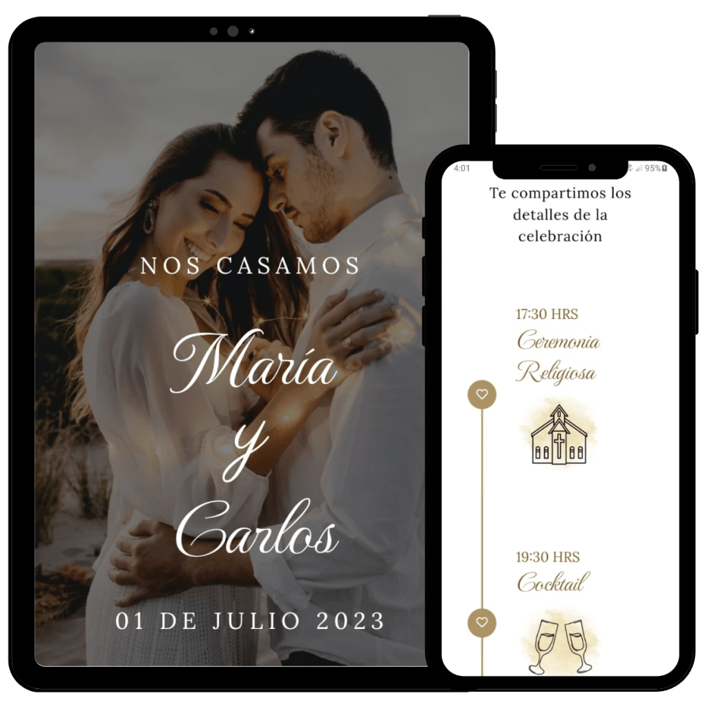 💌 Invitaciones digitales para boda estilo clásico
