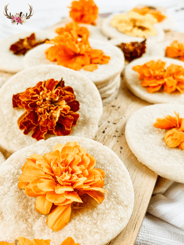 Shortbread Cookies with Edible Flowers Ever After in the Woods