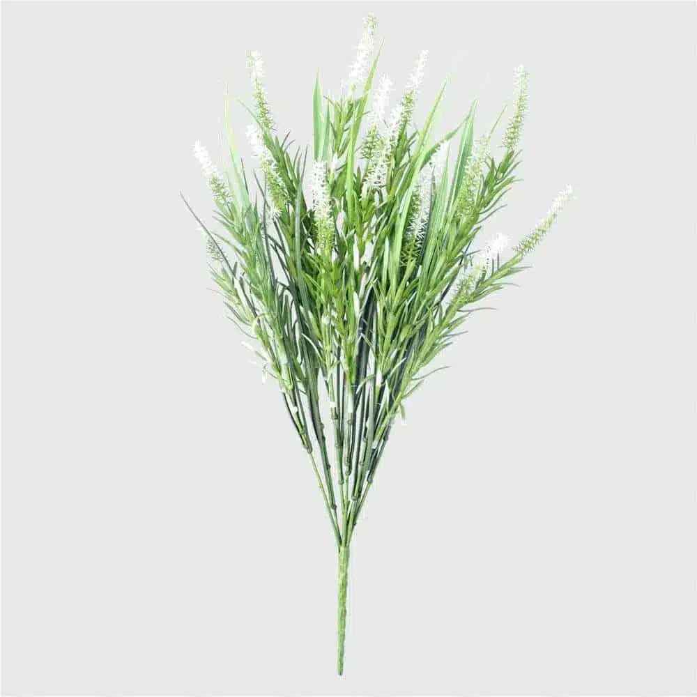 Long Artificial Lavender Stem (White) 50cm UV Resistant Ever Blossom