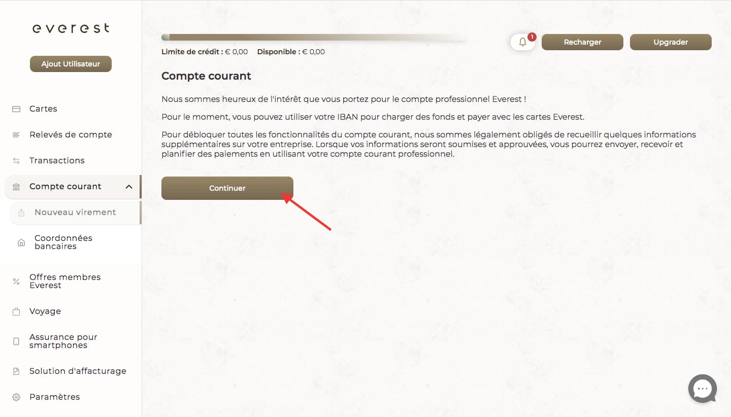 Comment mettre à niveau votre compte et accéder au compte courant Everestcard
