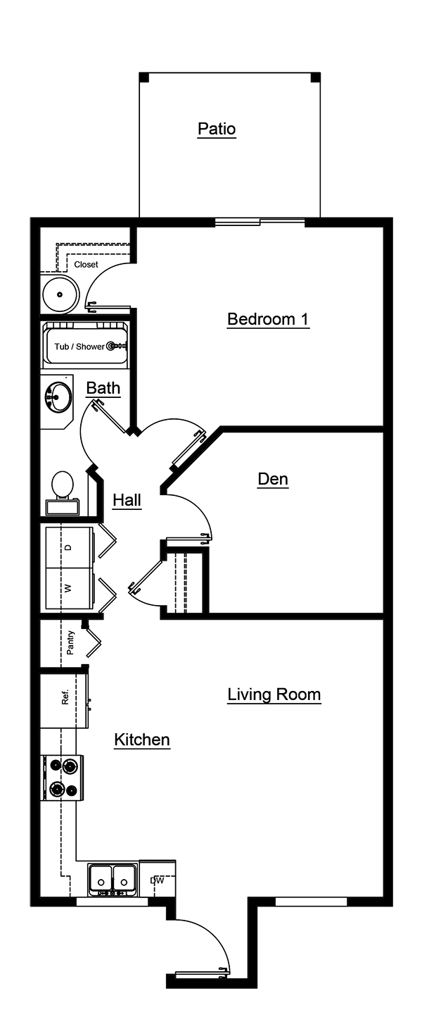 1 Bedroom Floor Plan Evergreen II Apartments for Rent Cashmere WA