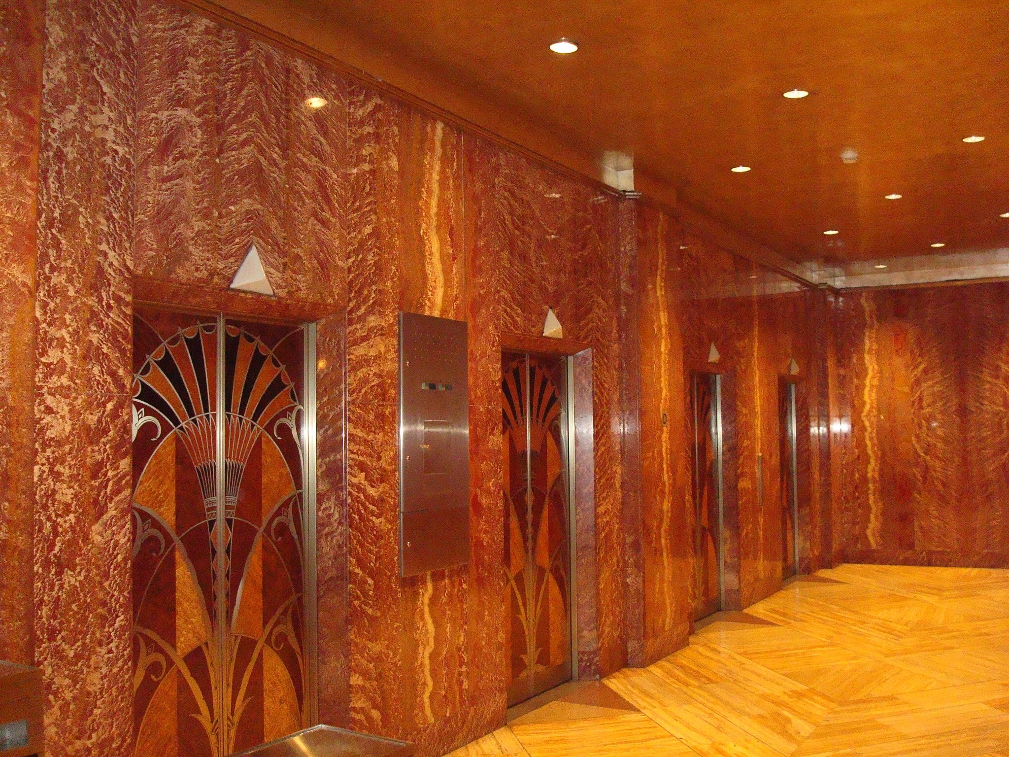 Art Deco style elevator Chrysler Building lobby New York