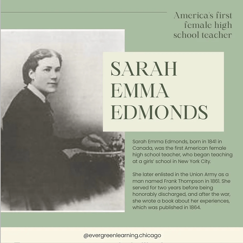 Educator of the Week Sarah Emma Edmonds Evergreen Learning Chicago