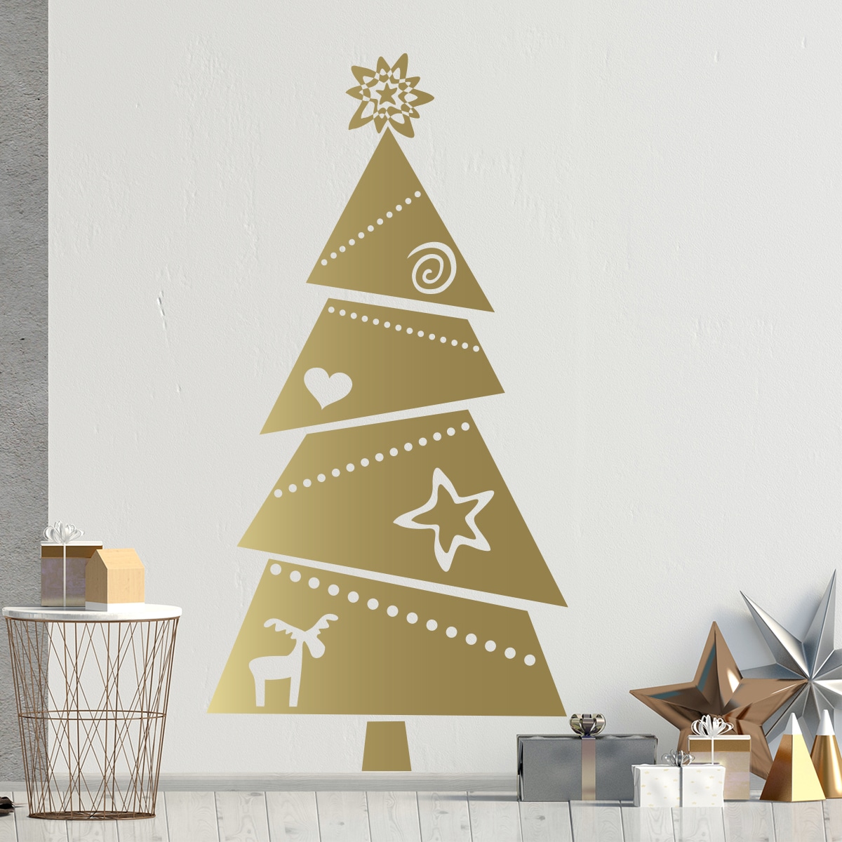 Adesivo Murale Albero di Natale Stilizzato EvergreenOrange